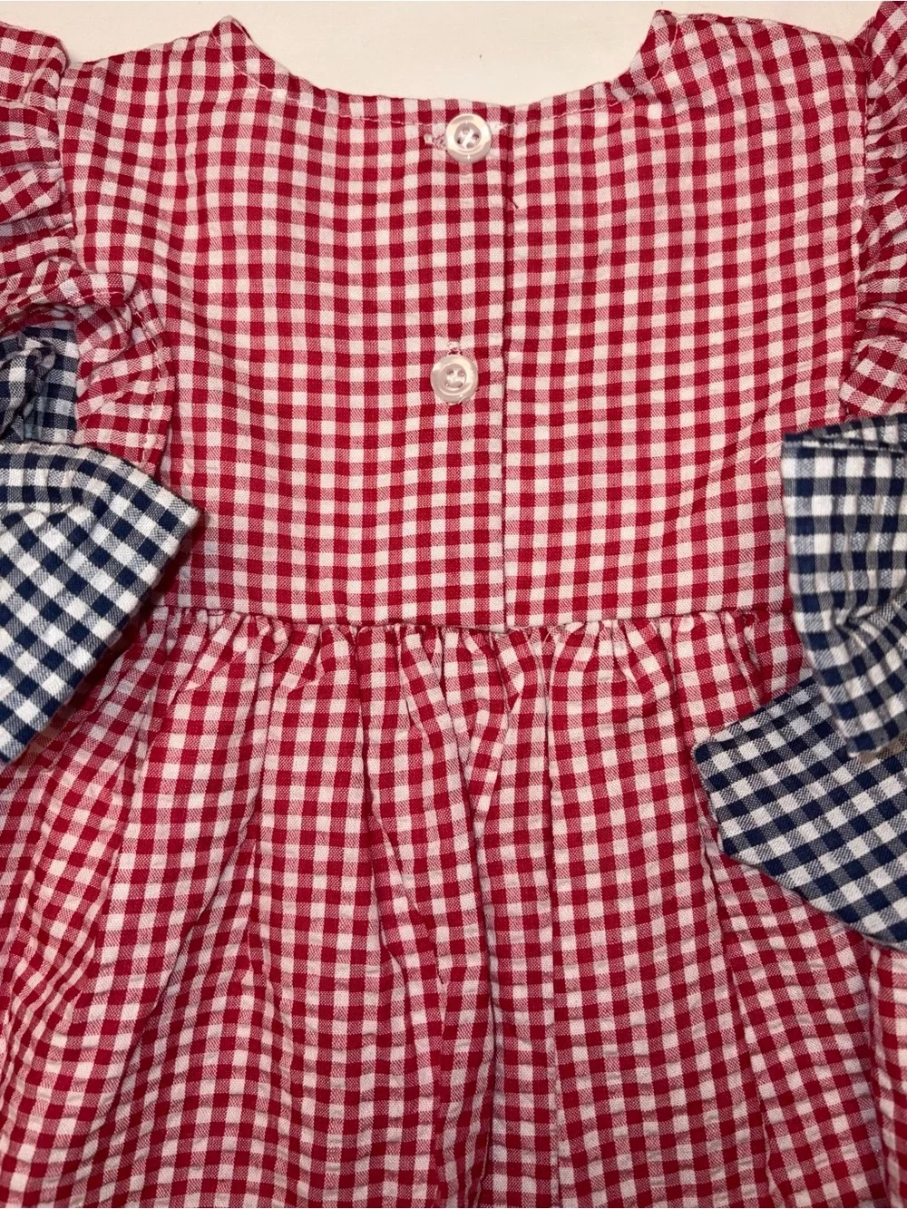 Cecil and Lou fully lined red/navy Seersucker Diaper Set sz 9 months NWT